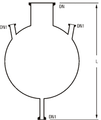 HREE NECK BOTTOM OUTLET SPHERICAL VESSELS